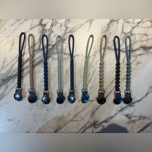 Rylan & Rose Silicone Pacifier Clips — Assorted Blue, Green, Gray, Beige